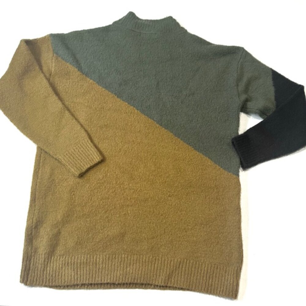 RDI Womens Sweater Long Sleeve Diagonal Color Blocked Brown Green Size XS/TP/XP - Picture 7 of 10